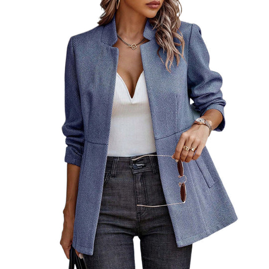 Damen Herringbone Blazer mit strukturiertem Schnitt EB