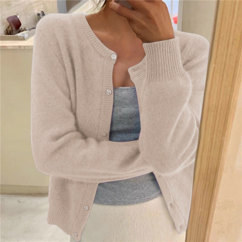 Damen weicher Strickcardigan mit dekorativen Knöpfen und raffinierter Maschenstruktur EB