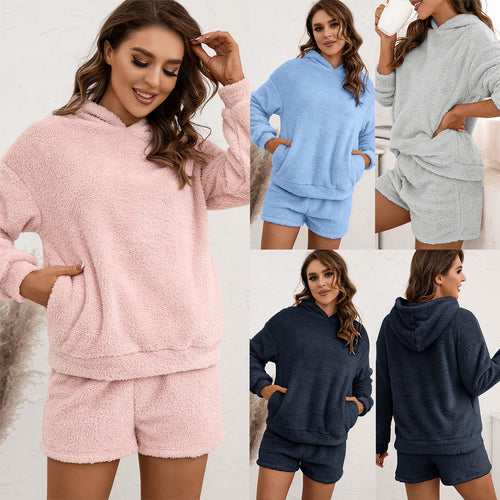 Damen Fleece-Hoodie und Shorts Set EB