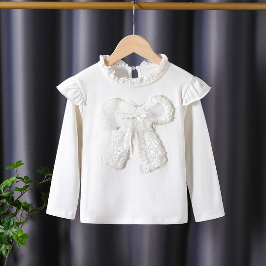 Damen Langarmshirt mit verspieltem Rüschendesign und dekorativem Blumenmotiv EB