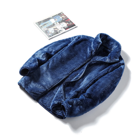 Damen Kuschelige Teddy-Fleecejacke mit Stehkragen und verdecktem Reißverschluss EB