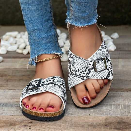Damen Komfortable Riemchensandalen mit schickem Schnallen-Design EB