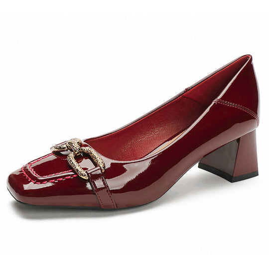 Damen Komfortable Blockabsatz-Pumps mit elegantem Riemendetail EB