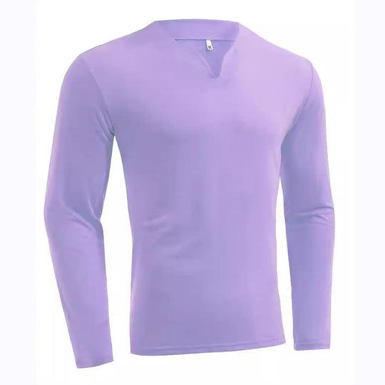 Herren nan Langarmshirt mit V-Ausschnitt Slim Fit Baumwollmix und elastischem Komfortbund EB