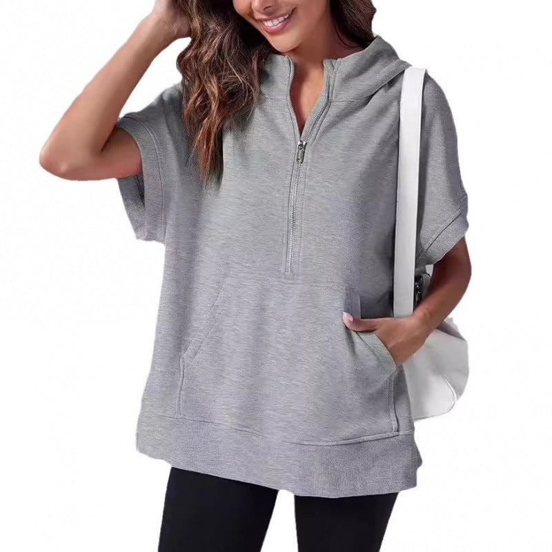 Damen Lässiger Kapuzenpullover mit Reißverschluss und praktischen Taschen EB