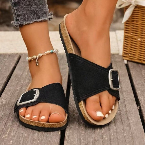 Damen komfortable Riemchensandalen mit modischem Schnallen-Design EB