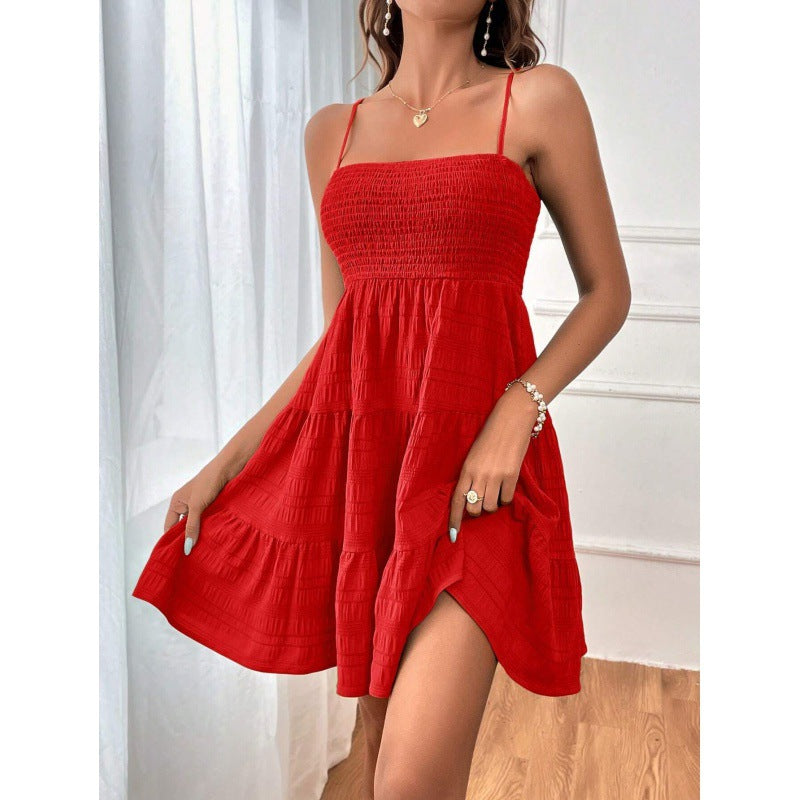 Damen luftiges Sommerkleid mit legerem Schnitt und eleganten Spaghetti-Trägern EB