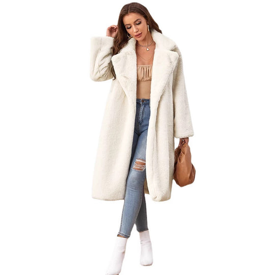 Damen Flauschiger Longblazer aus Kunstfell EB