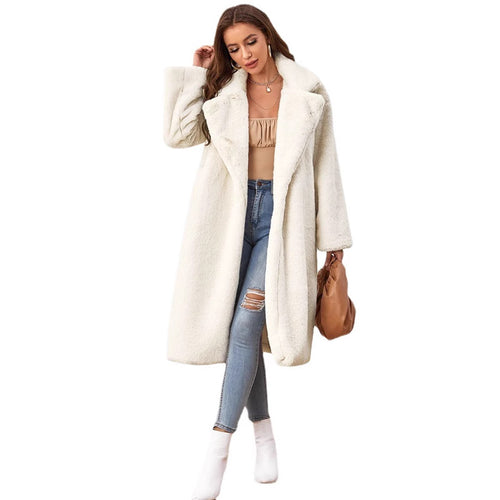 Damen Flauschiger Longblazer aus Kunstfell EB