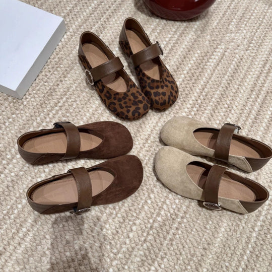 Damen Ballerinas mit modischem Leopardenmuster und anpassbarem Riemen EB
