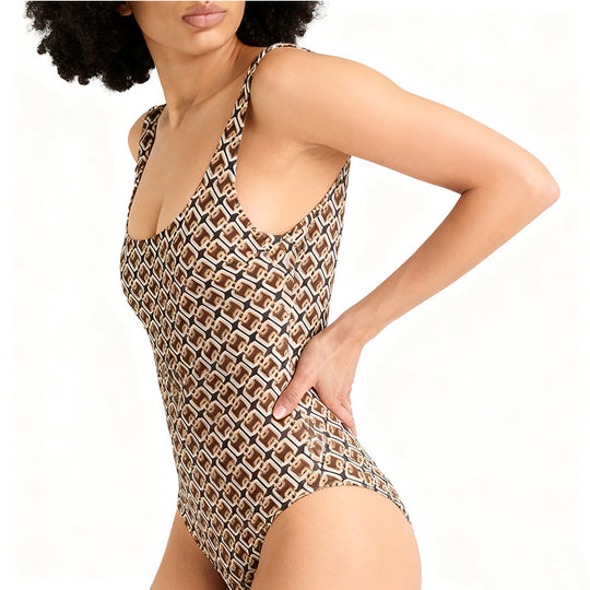 Damen Designer Badeanzug mit geometrischem Muster EB