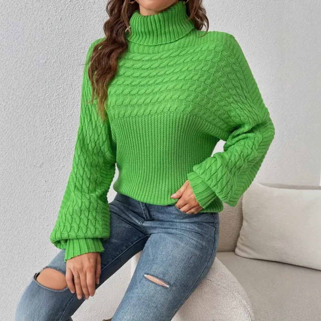 Damen Gemütlicher Rollkragenpullover mit strukturiertem Design EB