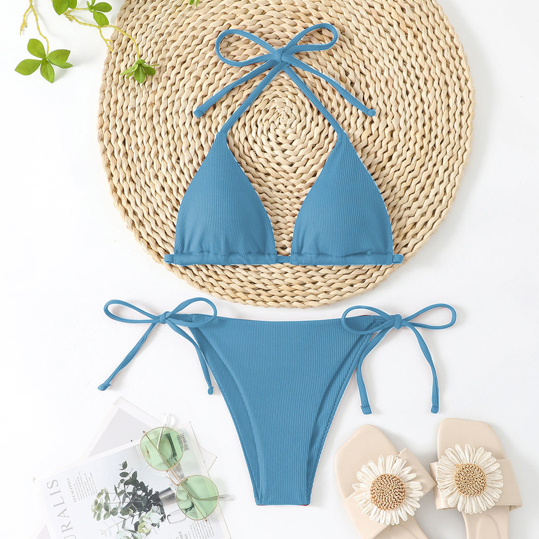 Damen Triangel-Bikini mit verstellbaren Schleifen EB