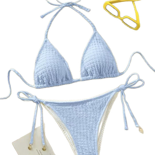 Damen Raffinierter Triangel-Bikini mit elegantem Rüschendesign EB