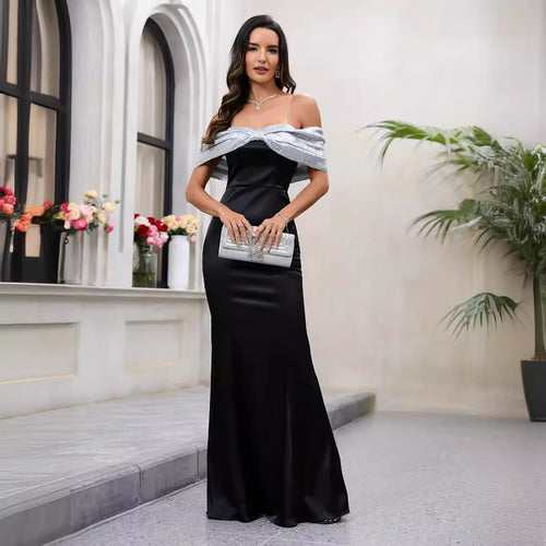 Damen Elegantes Abendkleid mit schimmerndem Trägerdesign EB