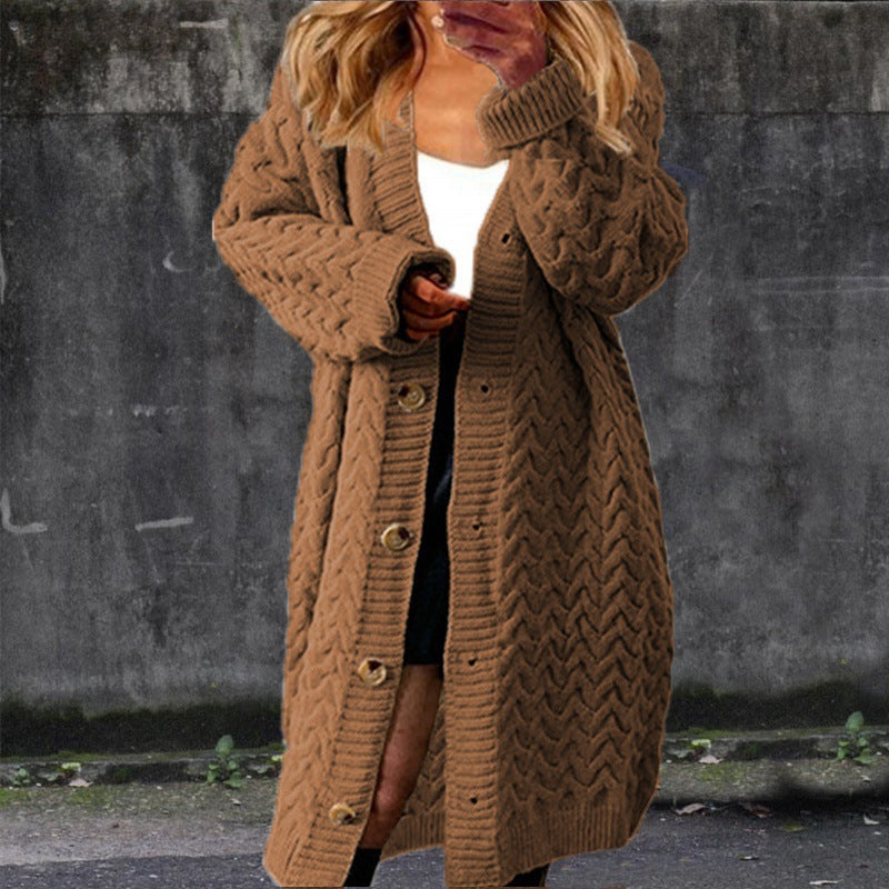 Damen Grobstrick Cardigan mit Knopfdetails und strukturiertem Muster EB