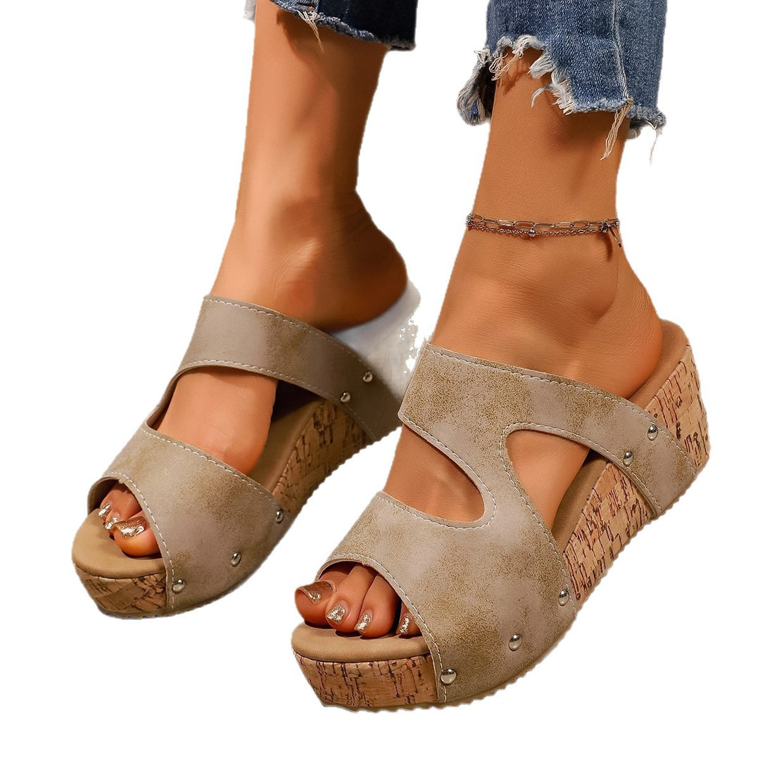 Damen Wedge-Sandalen mit stylischem Riemen und komfortabler Korksohle EB
