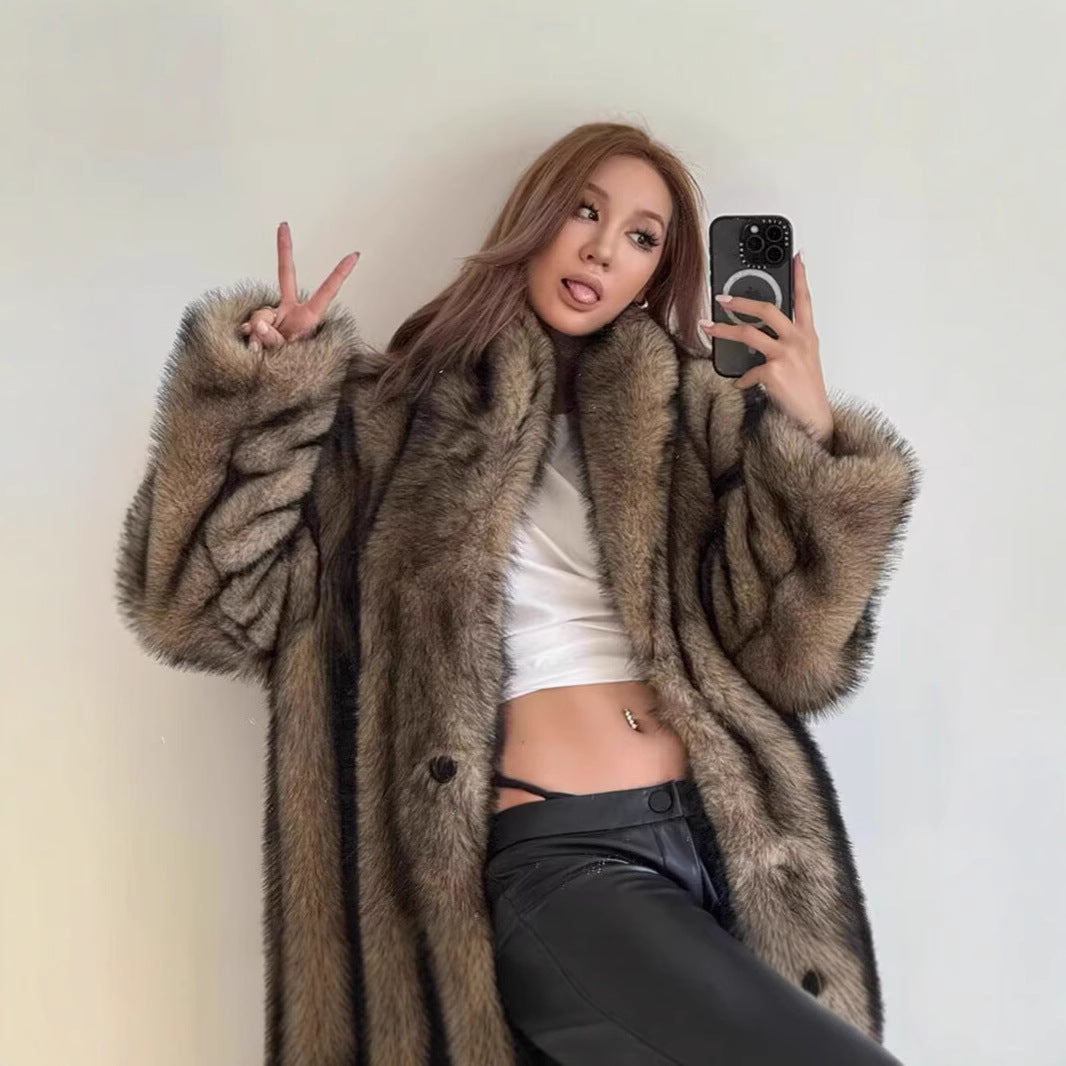 Damen Oversize Kunstpelzmantel EB