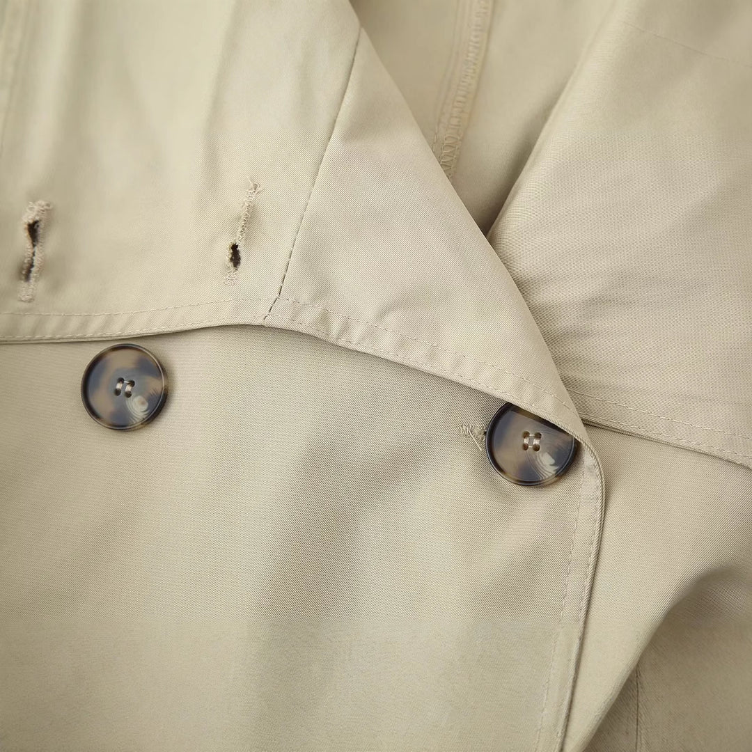 Damen modische Kurzjacke mit zwei Reihen Knöpfen und breitem Kragen EB
