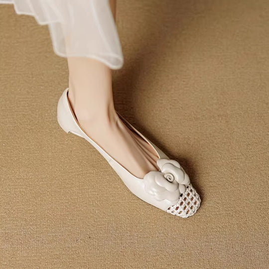 Damen Ballerina-Schuhe mit floralen Akzenten und offenem Fersenbereich EB