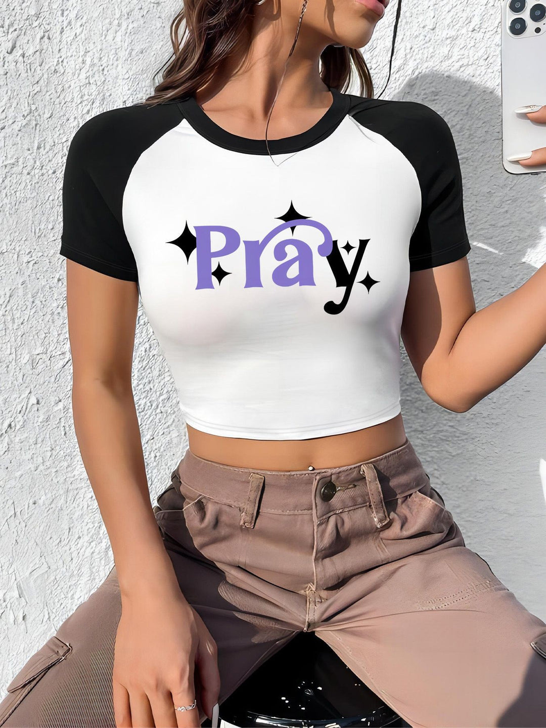 Damen Crop-Top mit motivierendem Schriftzug und lässigem Schnitt EB