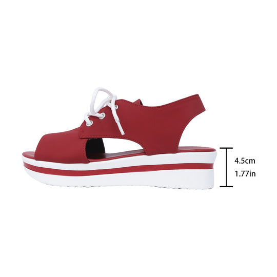 Damen Plateau-Sandalen mit atmungsaktiven Einschnitten und verstellbarem Riemen EB
