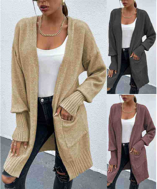 Damen Strickjacke mit tiefen Taschen und lässigem Oversized-Schnitt EB