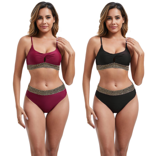 Damen Hochtailliertes Bikini-Set mit modischen Akzentdetails EB