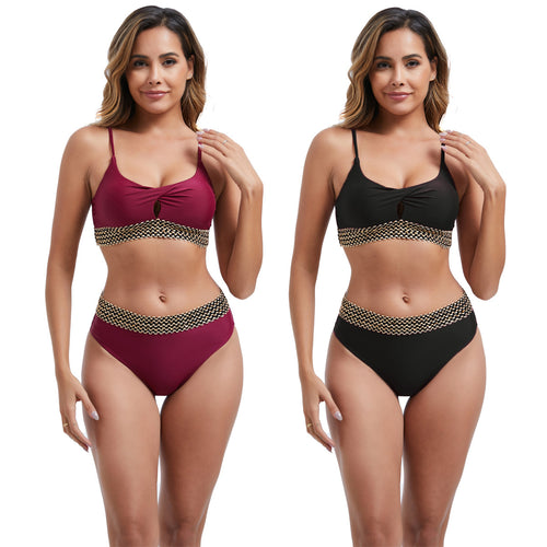 Damen Hochtailliertes Bikini-Set mit modischen Akzentdetails EB