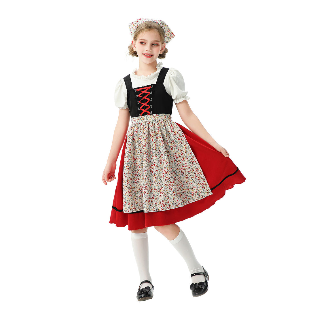 Damen nan traditionelles Kinderdirndl mit Schürze und Kopftuch EB