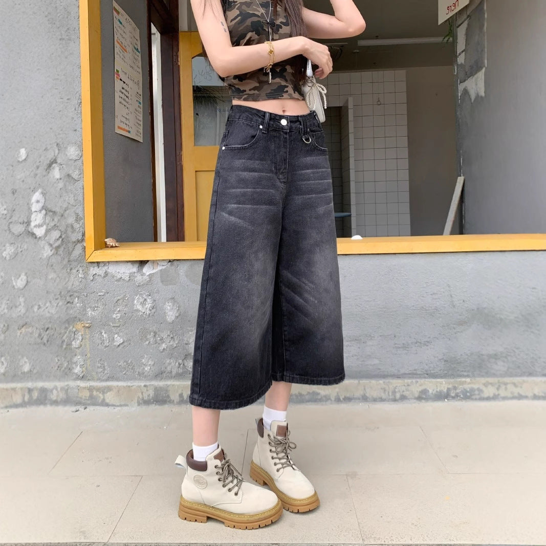 Damen Weite Denim-Culotte im modischen Urban-Look mit lässigem Schnitt EB
