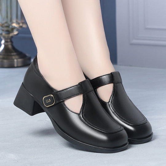 Damen Mary Jane Schuhe mit komfortablem Blockabsatz und modischem Schnallenakzent EB