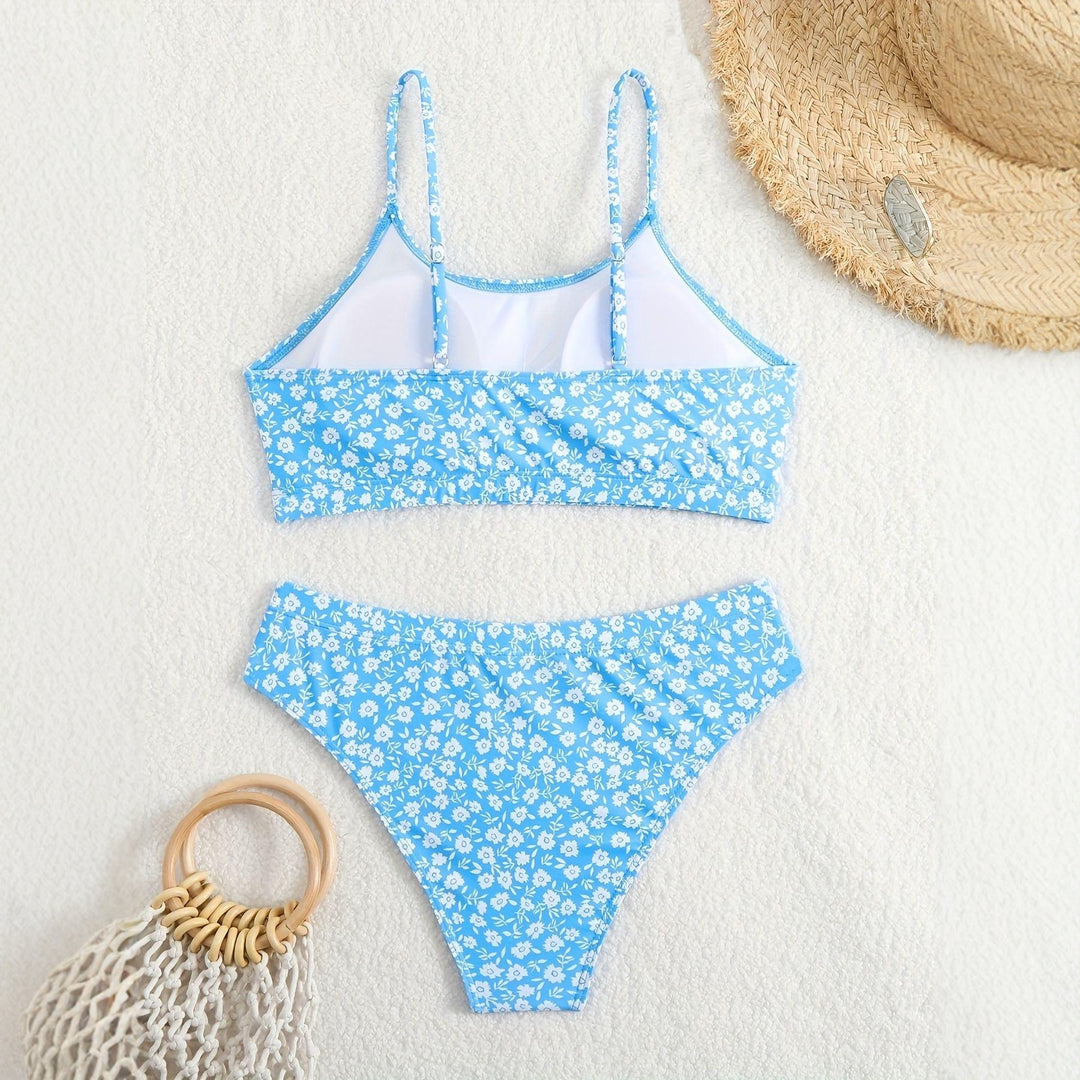 Damen Blumiger Hochsitzt-Bikini EB