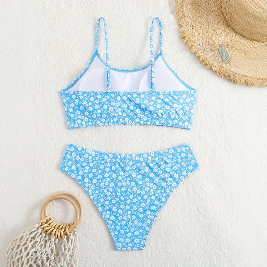 Damen Blumiger Hochsitzt-Bikini EB
