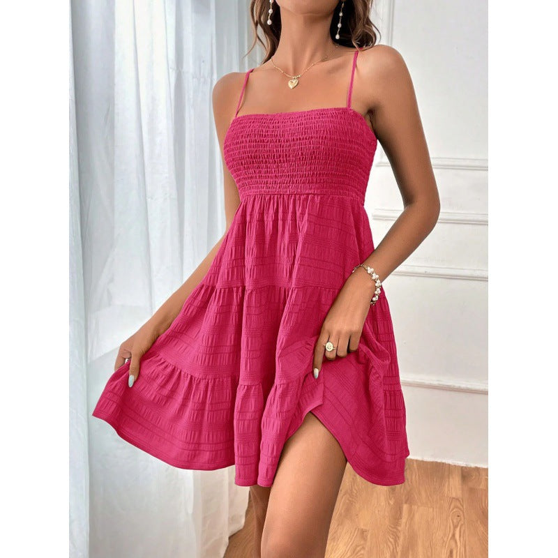 Damen luftiges Sommerkleid mit legerem Schnitt und eleganten Spaghetti-Trägern EB