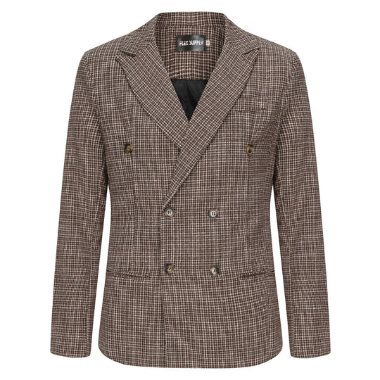 Herren eleganter Doppeltbreasted Blazer im modernen Karodessin EB