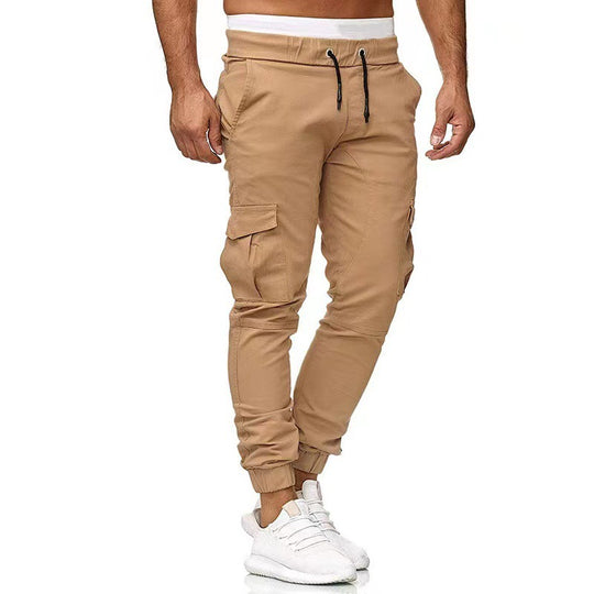 Herren nan taktische Cargo-Jogger mit Tunnelzug, elastischen Bündchen und Mehrfach-Taschen EB
