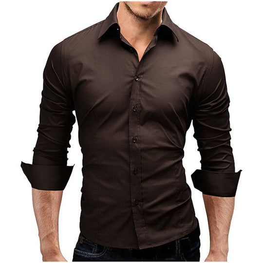 Herren nan tailliertes Businesshemd mit Cutaway-Kragen und Stretch-Baumwollmix EB