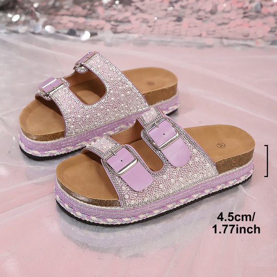 Damen Plateausandalen mit dekorativem Riemendesign und ergonomischem Fußbett EB