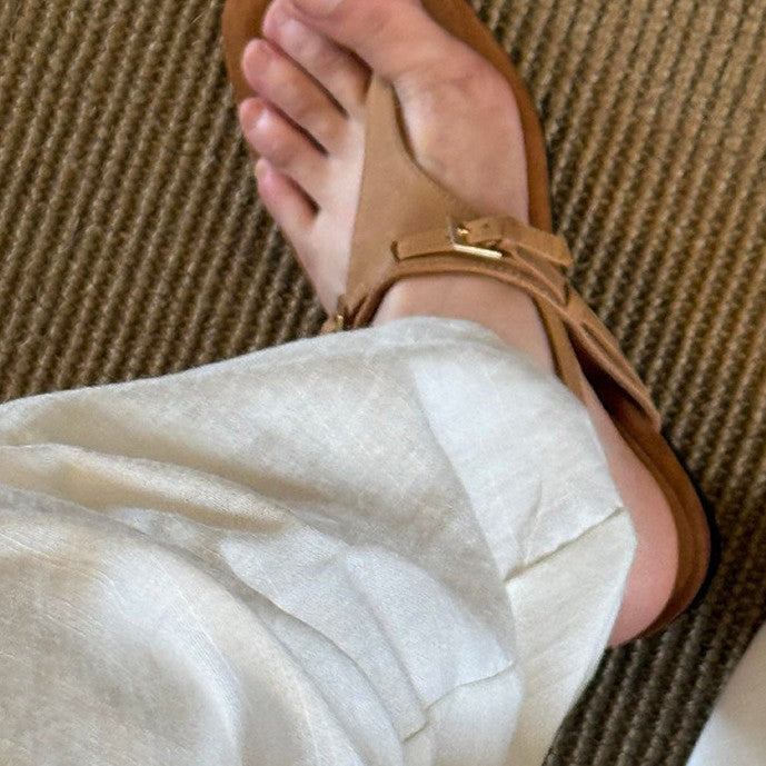 Damen Zehentrenner Sandalen mit komfortablem Fußbett und verstellbarem Riemchen EB