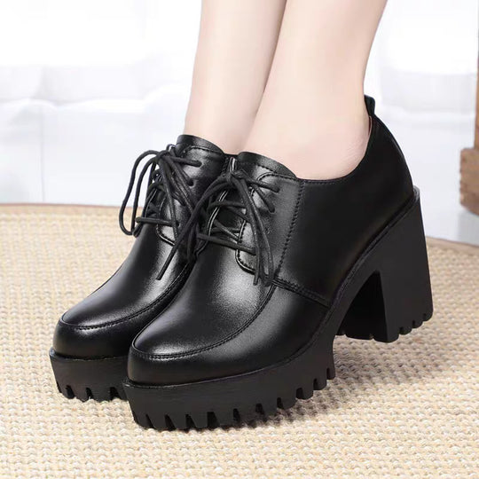 Damen Trendige Schnürstiefeletten mit robustem Blockabsatz EB