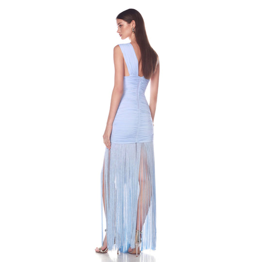 Damen Maxikleid mit raffinierten Drapierungen und fließendem Schnitt EB