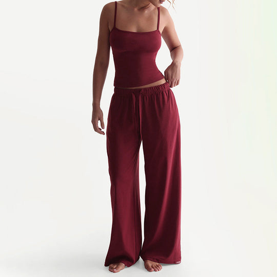 Damen Gemütliches und stylisches Lounge-Set mit weitem Bein und Trägeroberteil EB