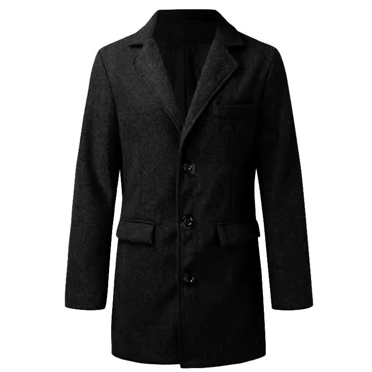 Herren eleganter Wintermantel mit klassischem Revers EB