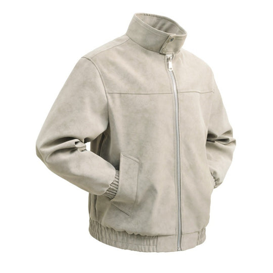 Herren kurzer Velours‑Imitat Blouson mit hohem Stehkragen, Metallreißverschluss und elastischem Saum EB