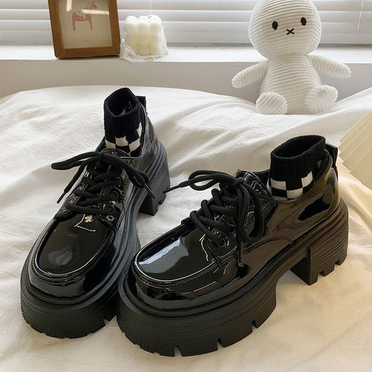 Damen Modische Plattform-Schnürschuhe mit einzigartigem Design und dicker Sohle EB
