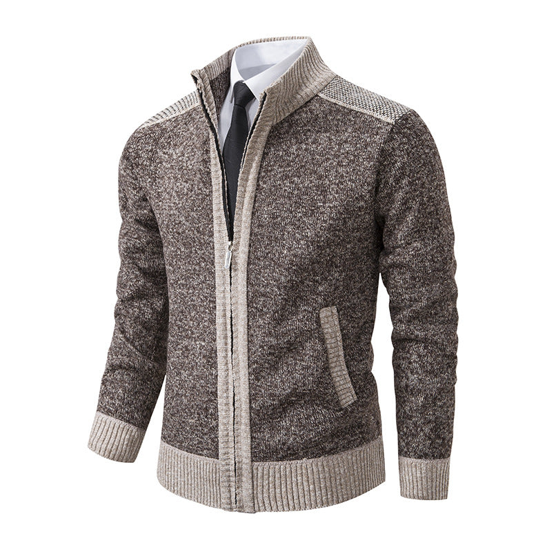Herren modische Strickjacke mit hohem Kragen und Reißverschluss EB
