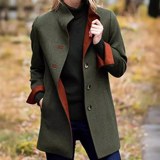 Damen eleganter Wool-Mantel mit hochwertiger Verarbeitung und Taschen EB