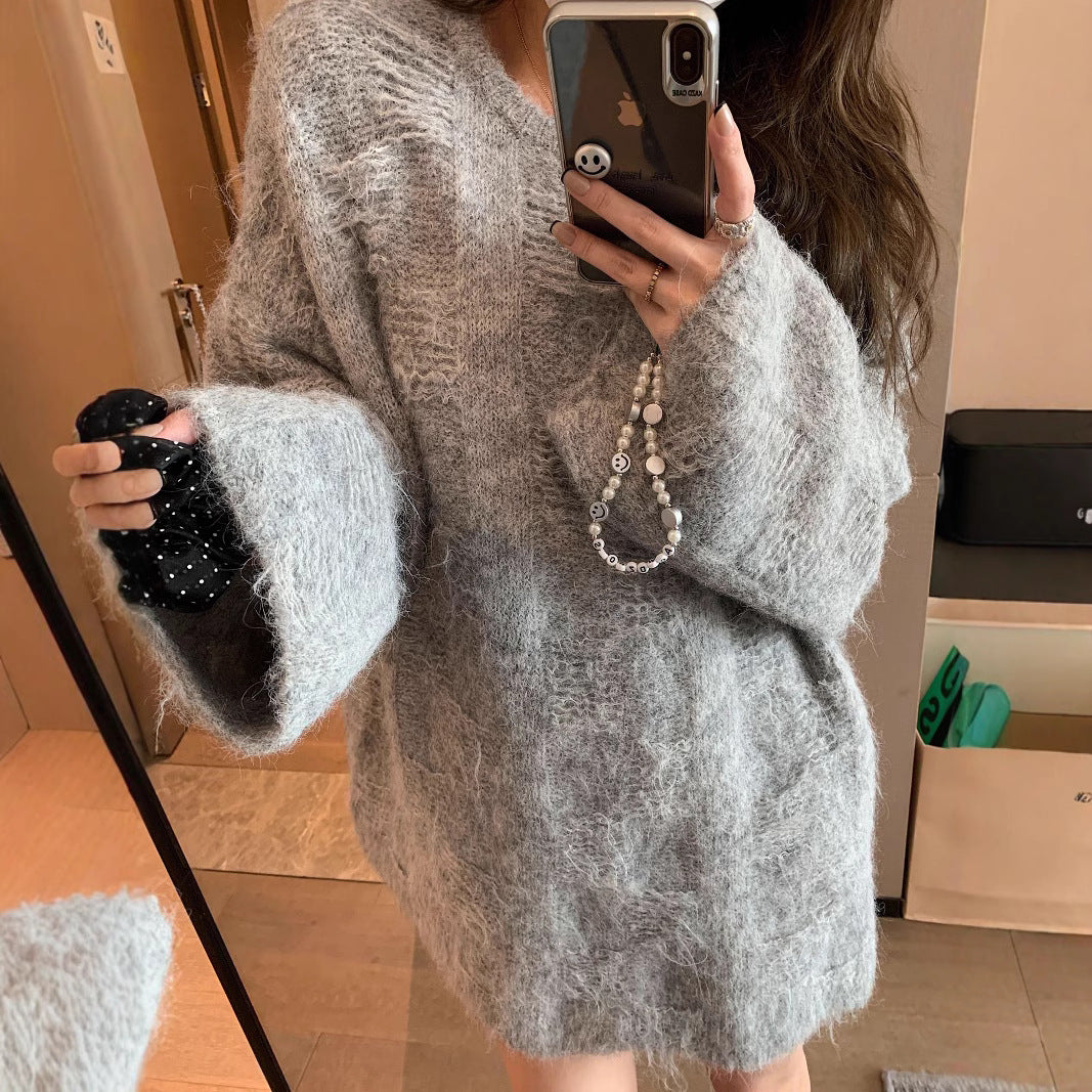 Damen Oversized Strickpullover im lässigen Pullover-Stil EB
