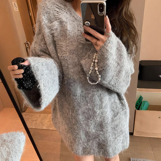 Damen Oversized Strickpullover im lässigen Pullover-Stil EB
